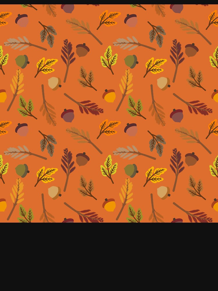 Autumn Acorns and Leaves Pattern Orange Throw Pillow Design by FestivityFinds