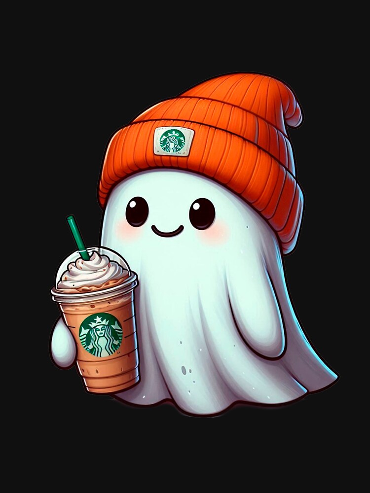 Halloween cute sheet ghost, coffee by Halloween  Time