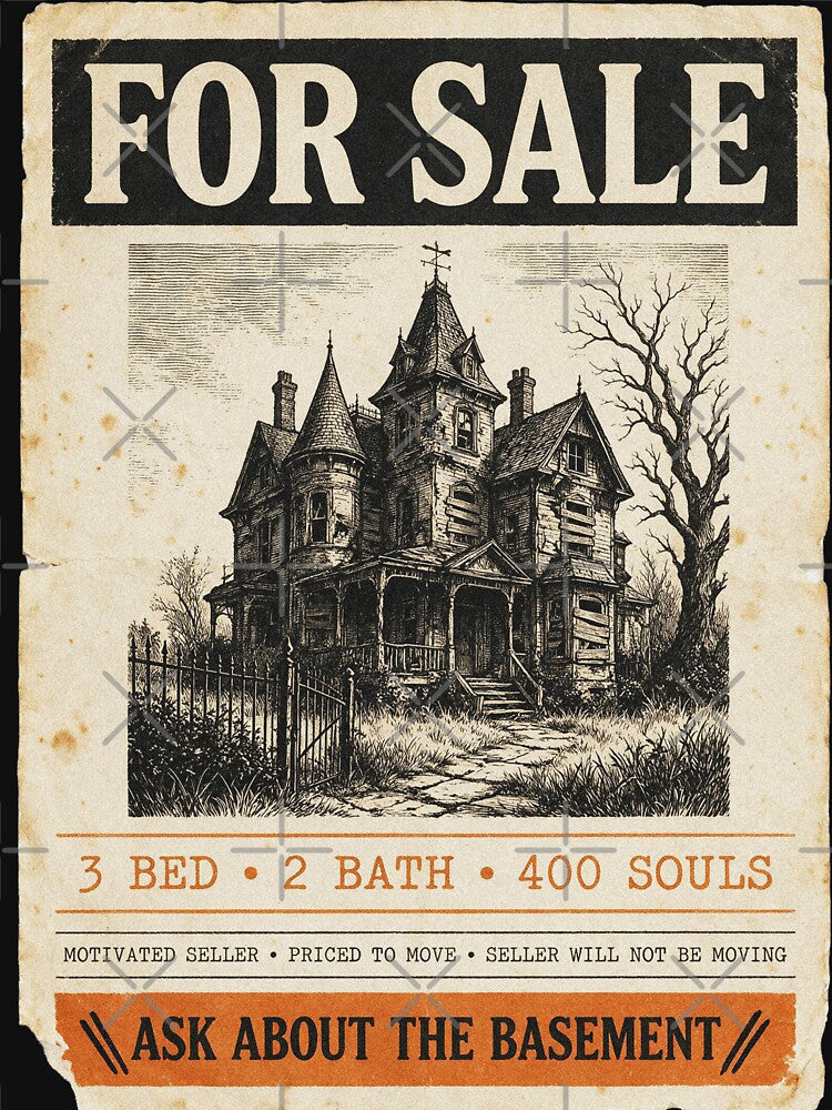 Haunted Victorian House For Sale Listing Sign by The Mellonaire