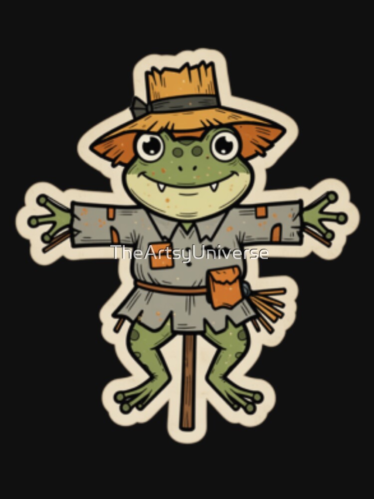 Kawaii ScareCrow Frog Illustration | Cute & Spooky Halloween Sticker by TheArtsyUniverse