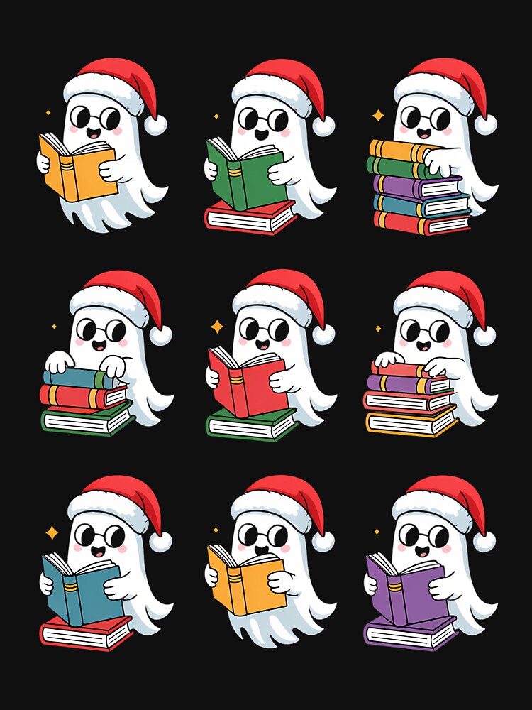 Christmas Ghost Reading Book Lovers Spooky by DoorwayThreads