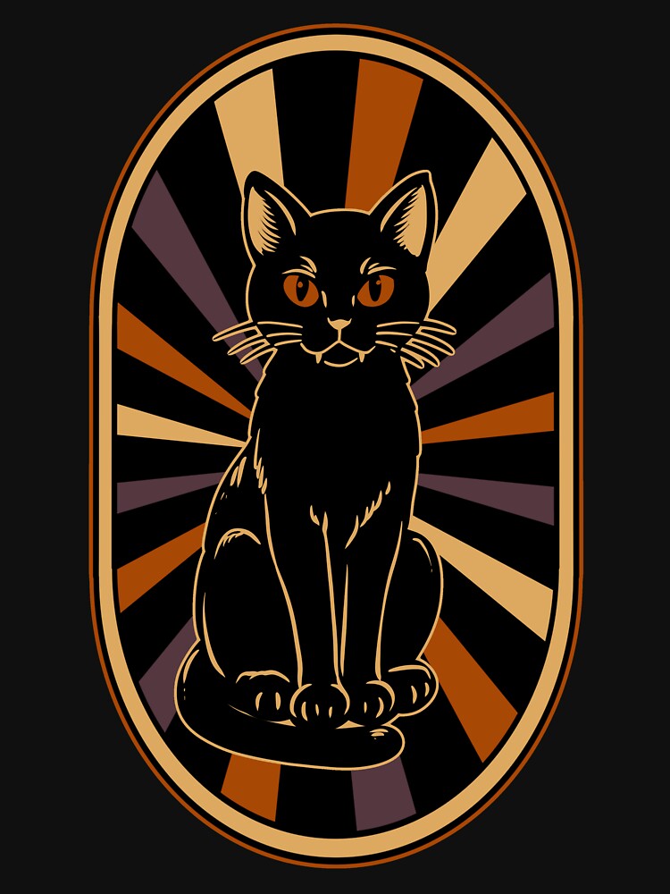 Black Cat Halloween Vintage Gothic Design by phsycartwork