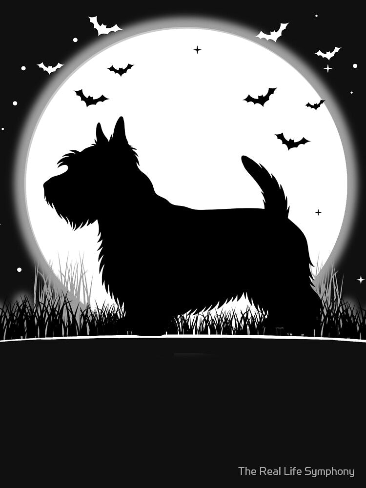 Skye Terrier Dog – Halloween Moon Silhouette by The Real Life Symphony