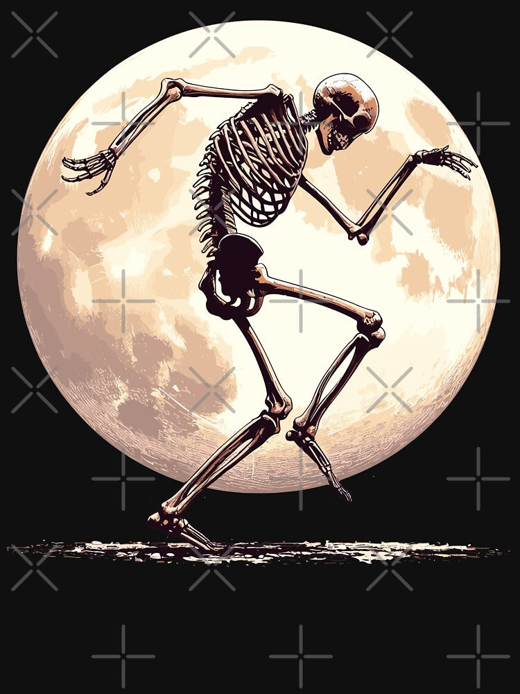 Dancing skeleton in the full moon by TomFrontierArt