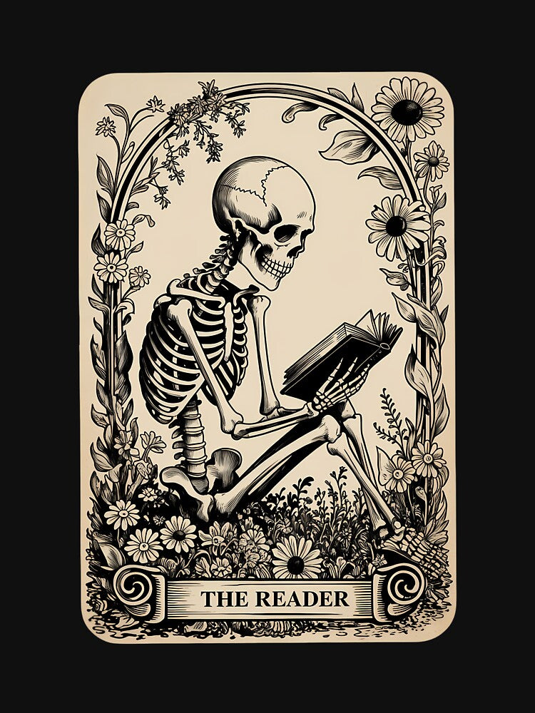 The Reader Tarot Card Funny Book Lover Skeleton Reading Book by AsteriskDatBArt