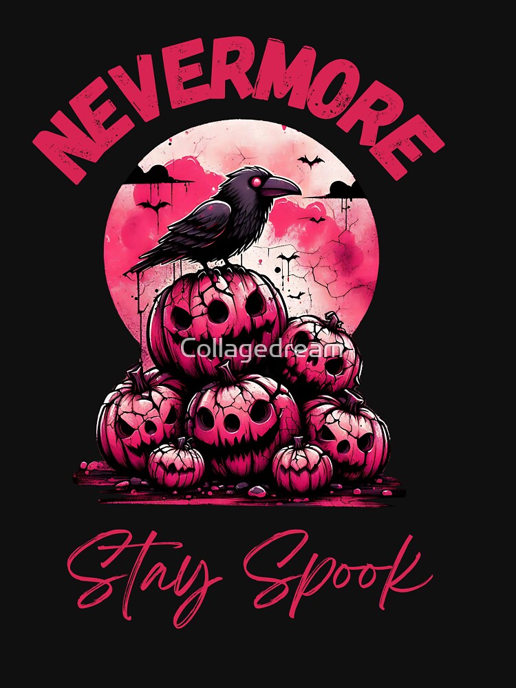 Nevermore, stay spook, crow, raven, crow bird lovers, pumpkins, spooky vibes Halloween costumes, moon, fall, spooky by Collagedream