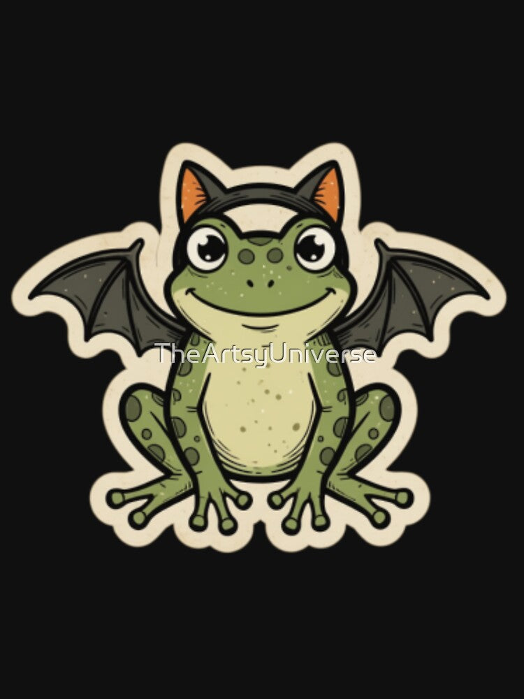 Kawaii Bat Frog Illustration | Cute & Spooky Halloween Sticker by TheArtsyUniverse