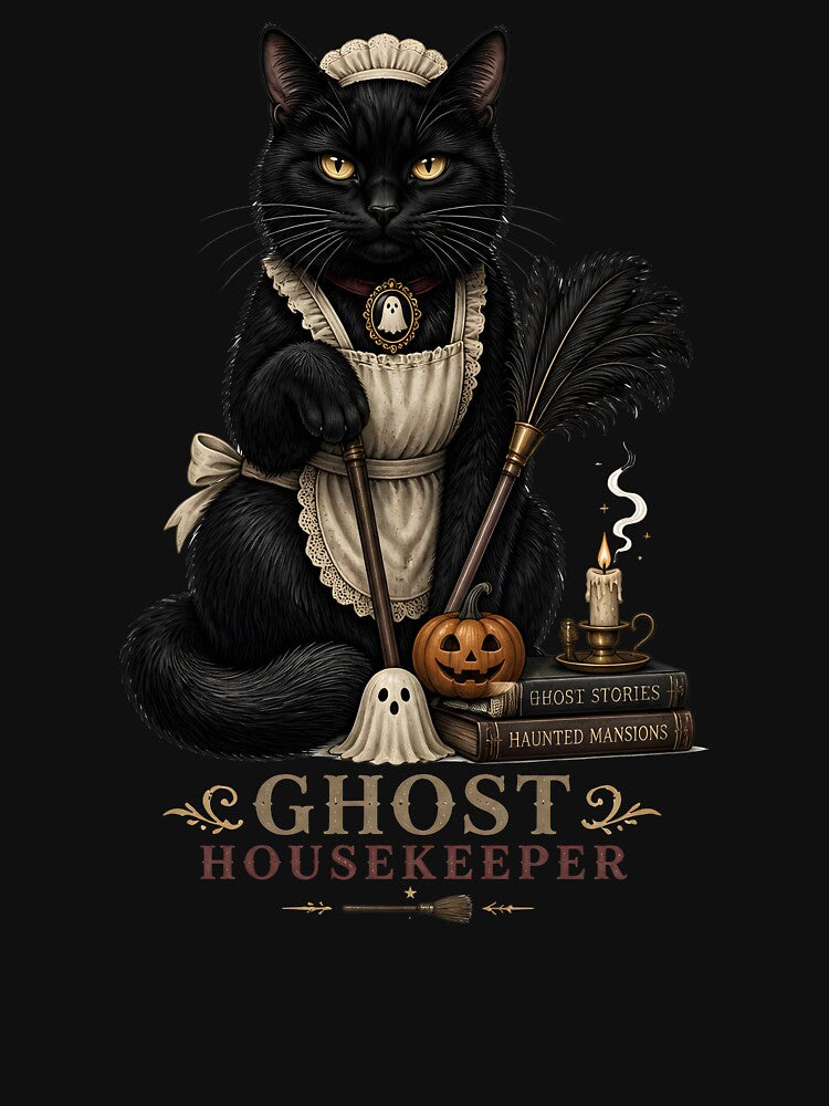 Black Cat Housekeeper Vintage Halloween Label Halloween by BernoNickel