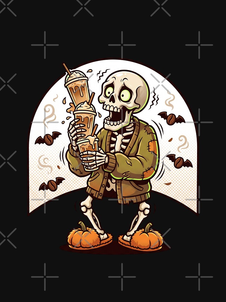 Anxious Skeleton Iced Coffee Vintage Halloween Sticker by Ink & Void Co.
