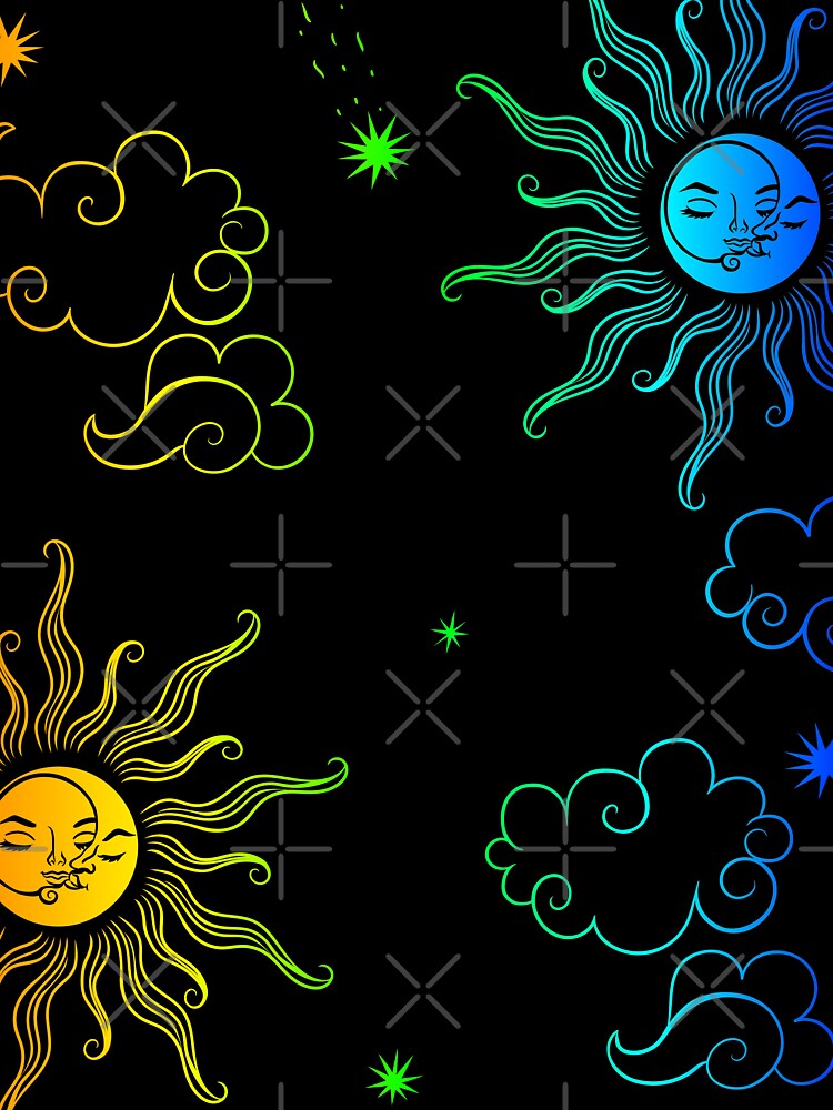 celestial sun moon stars clouds rainbow by Gossip Rag