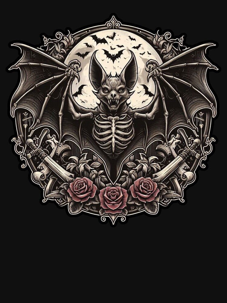 Spooky Bat with Roses by SpicyGingerTees