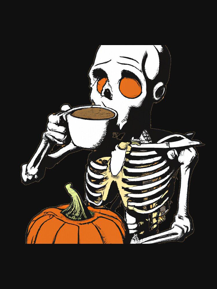 skeleton drinks coffee - spooky seasons by kozetin