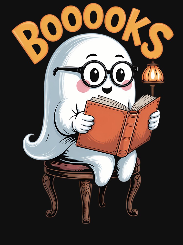 Booooks Cute Ghost Halloween Book Lover Reading Books by blueyeeti