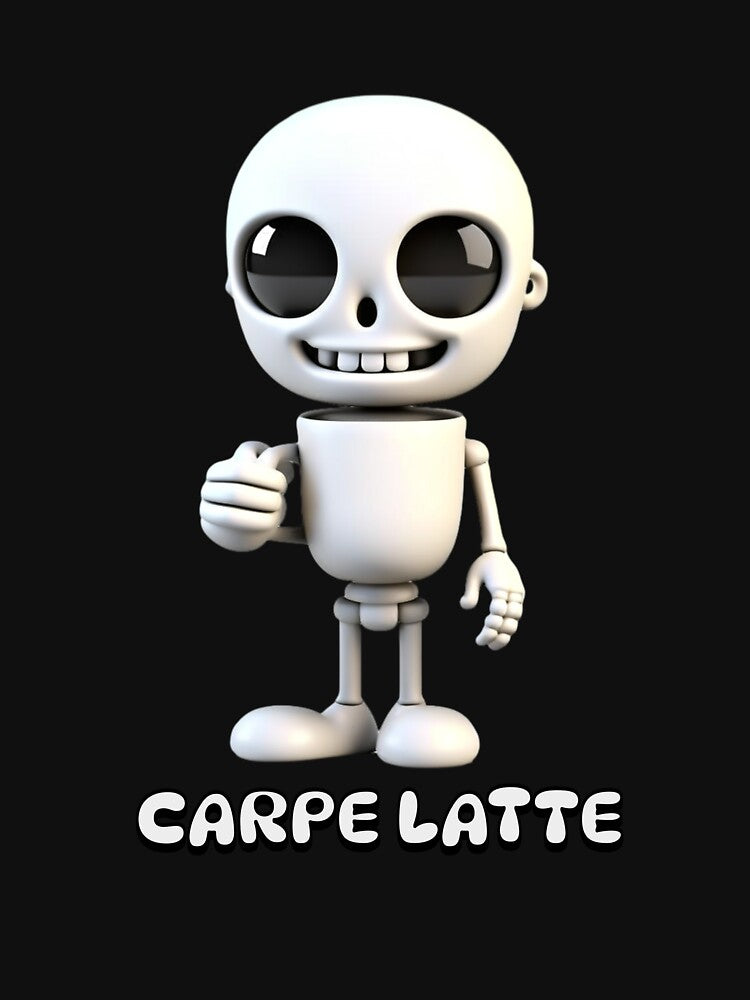 Funny Coffee Mug Skeleton Carpe Latte by Manifest-Style
