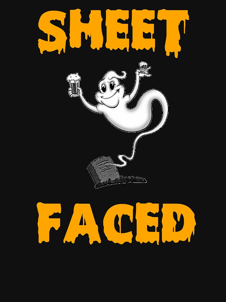 Sheet Faced Funny Drunk Ghost Halloween Shirt by Galvanized