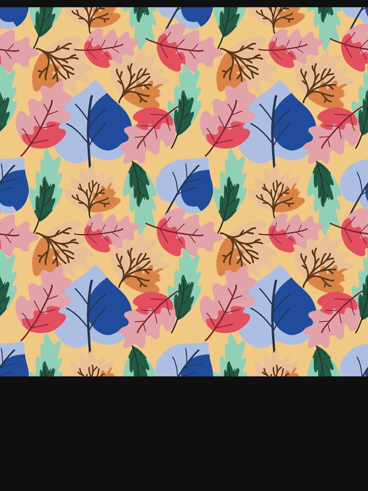 Modern Autumn Leaves Seamless Pattern on Yellow Background by PowerAntShop