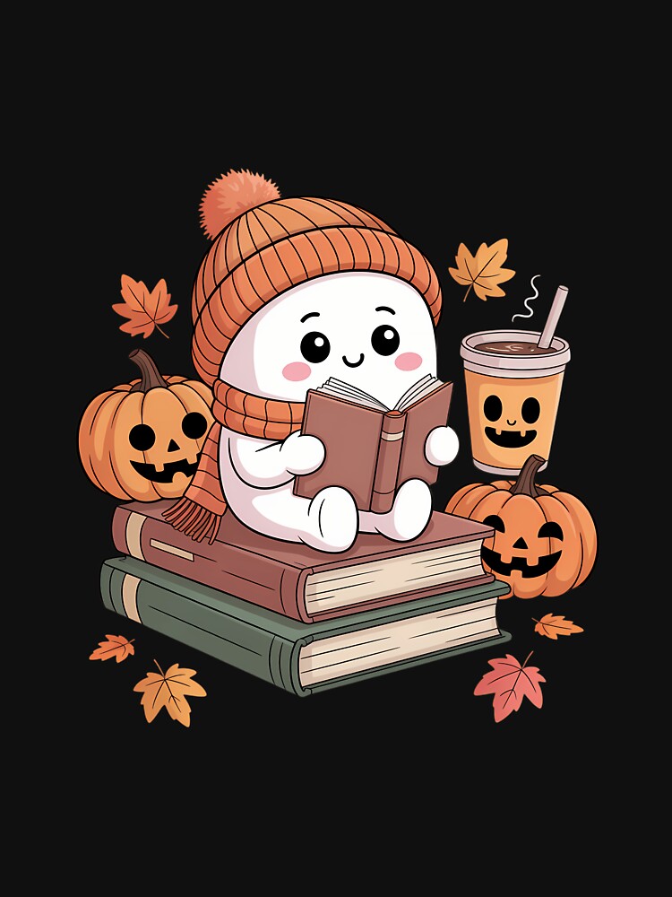 Halloween Ghost Reading Book Lovers Coffee Girl by DeadlockCrew