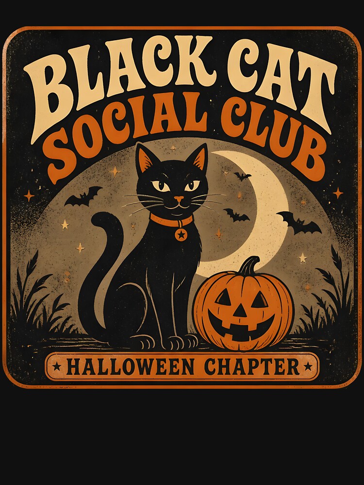 Black Cat Social Club Halloween Chapter Retro by OliviaHayesArt