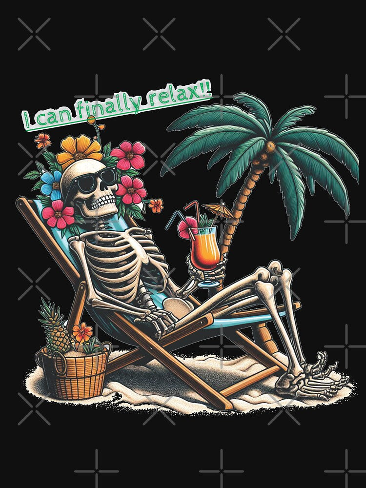 I can finally relax! Beachside Vibes with our Chilled-Out Skeleton Tee! by Starwebd