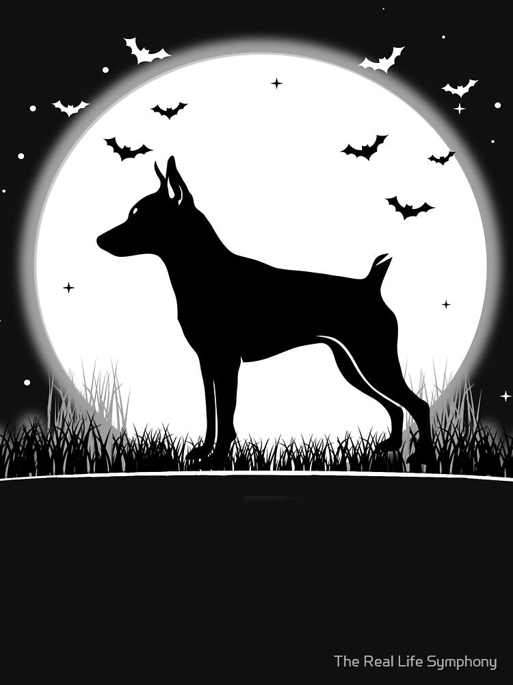 MinPin Dog – Halloween Moon Silhouette by The Real Life Symphony