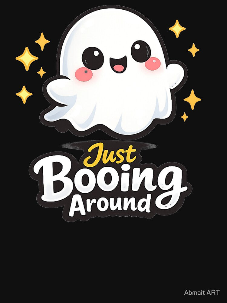 Cute Ghost Just Booing Around Funny Halloween Sticker by Abmait ART