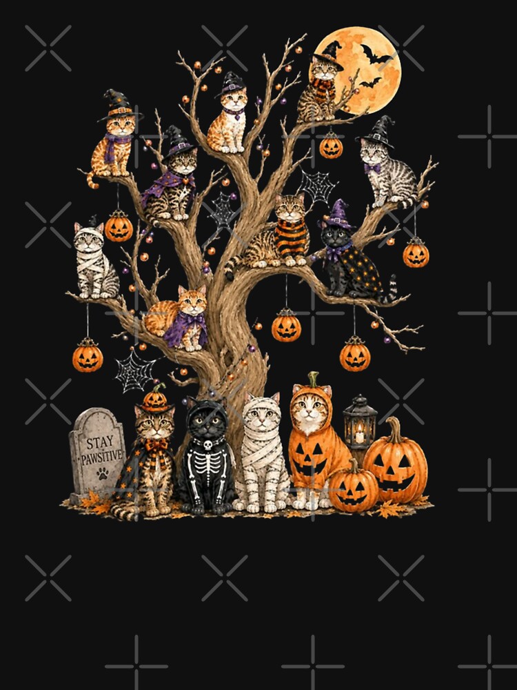 Halloween Cat Tree – Spooky Cats & Pumpkins shirt by HomeFarShop