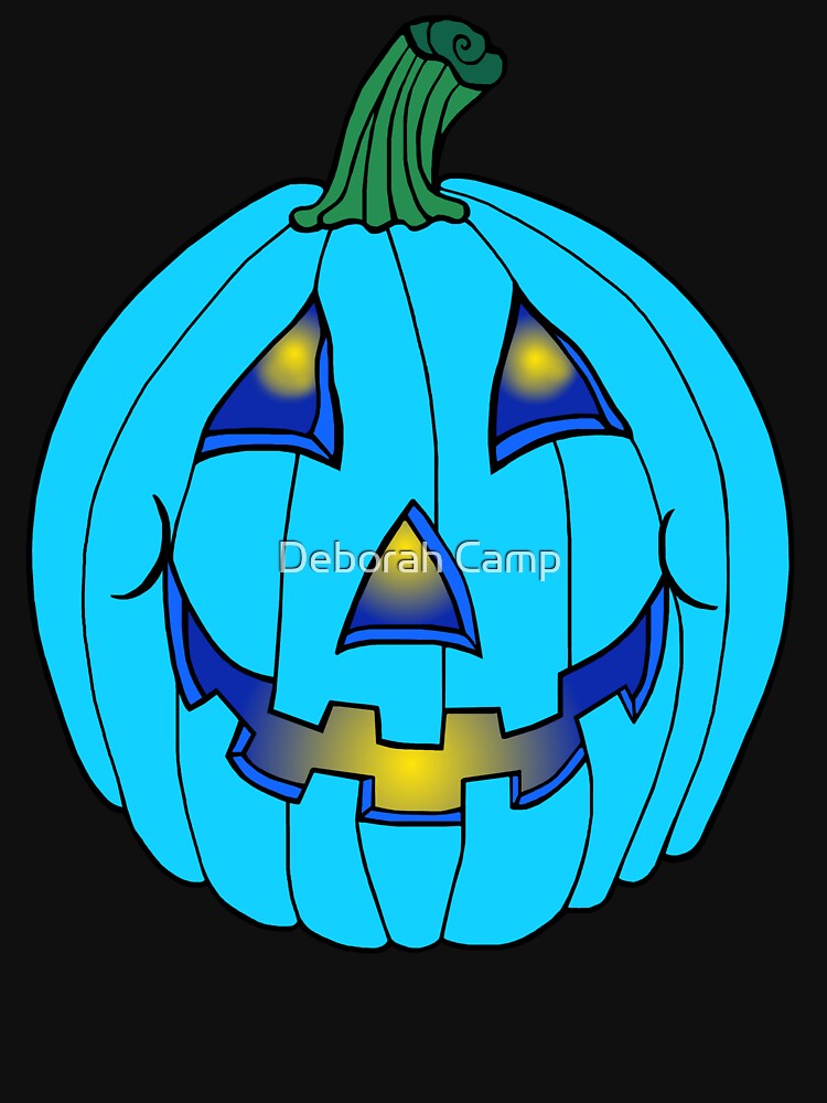 Blue Glowing Jack-O-Lantern Pumpkin by Deborah Camp