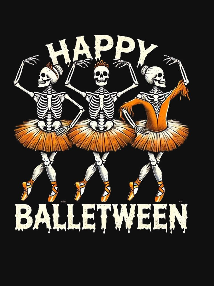 Happy Balletween Skeleton Ballerina Tee Dancing Ballet T-Shirt by khalidteez