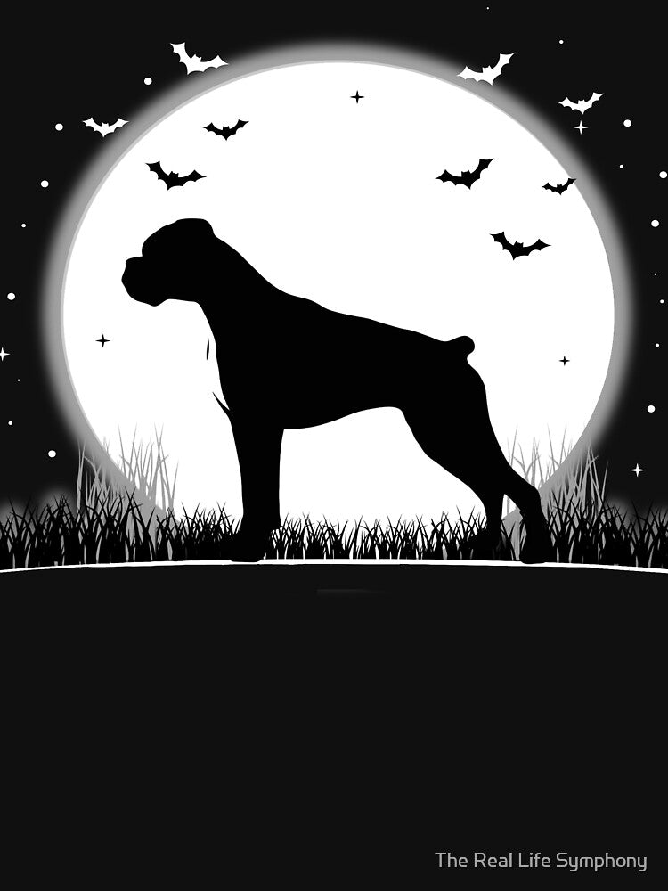 Boxer Dog – Halloween Moon Silhouette by The Real Life Symphony
