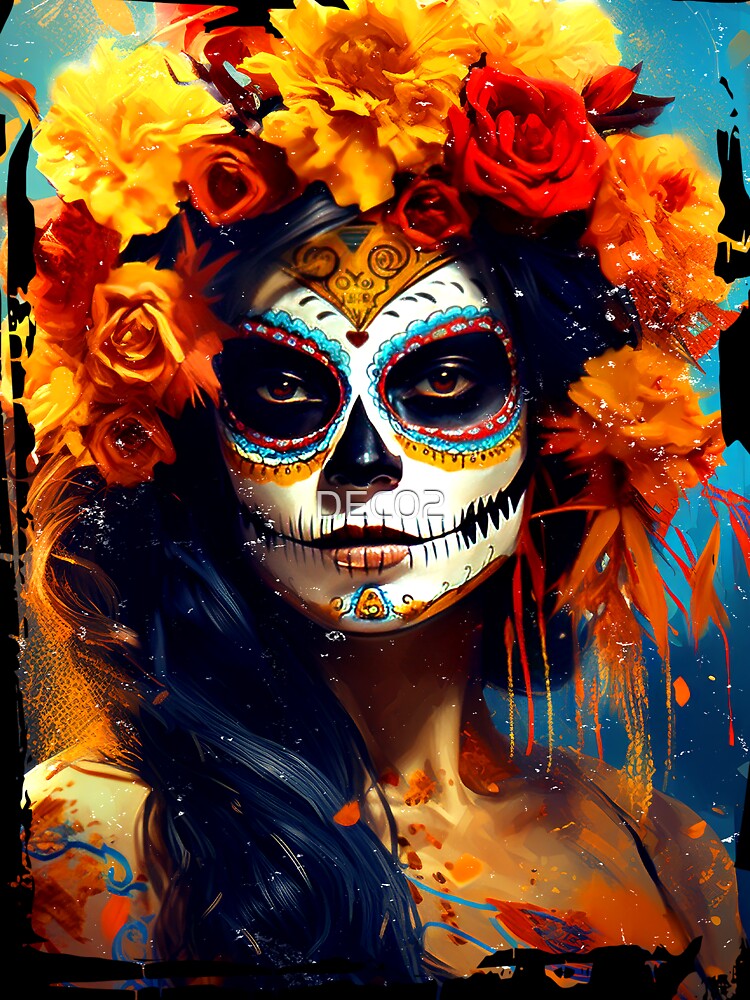 Day Of The Dead Colorful Sugar Skull Woman by DEC02