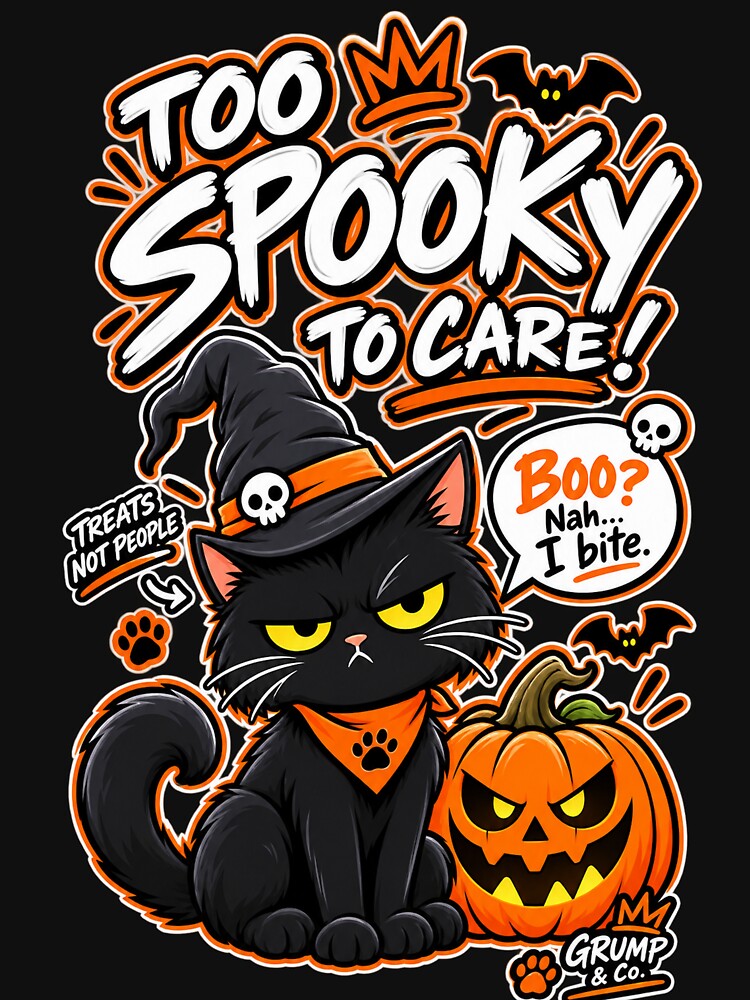 Grumpy Black Cat Halloween Jack O Lantern by Grump and Co