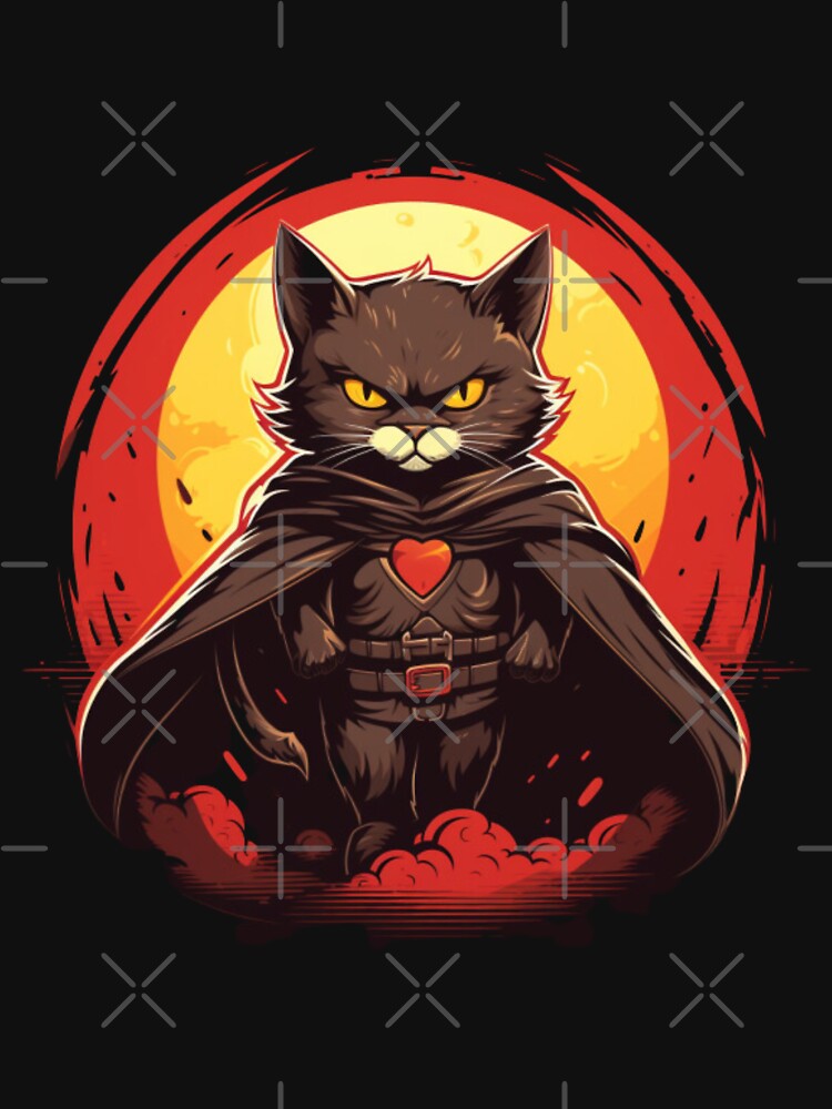 Angry Cat With Red Eyes Wearing a Black Vampire Cape For Halloween Themed by onlymagic8k