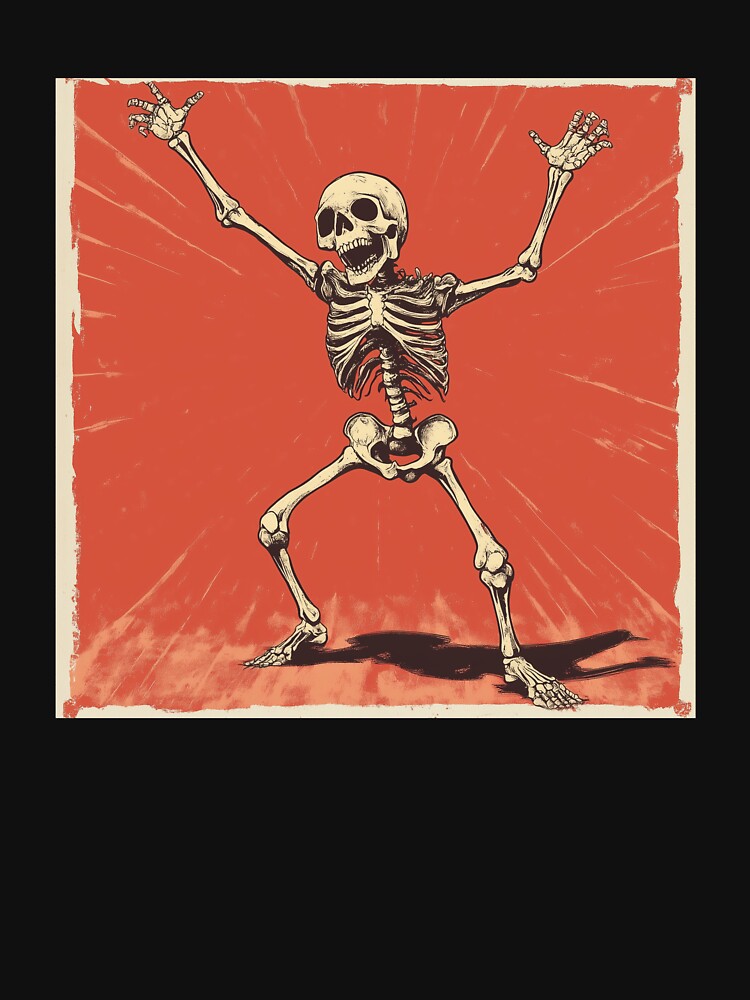 Dancing Skeleton - Dancing Bones in Red by VividDesignsArt