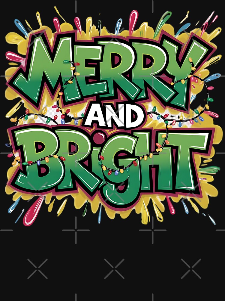 Merry and Bright Xmas Lights Funny Christmas Holiday by KRTstudio