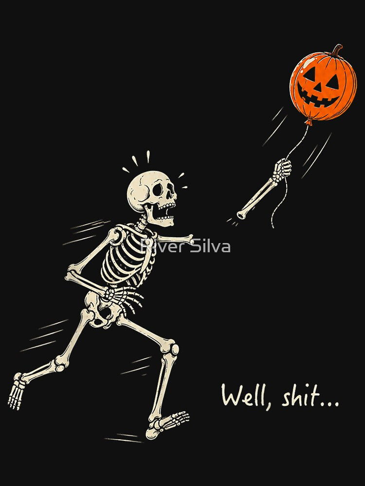 Skeleton Lost Balloon Retro Funny Saying Halloween by River Silva