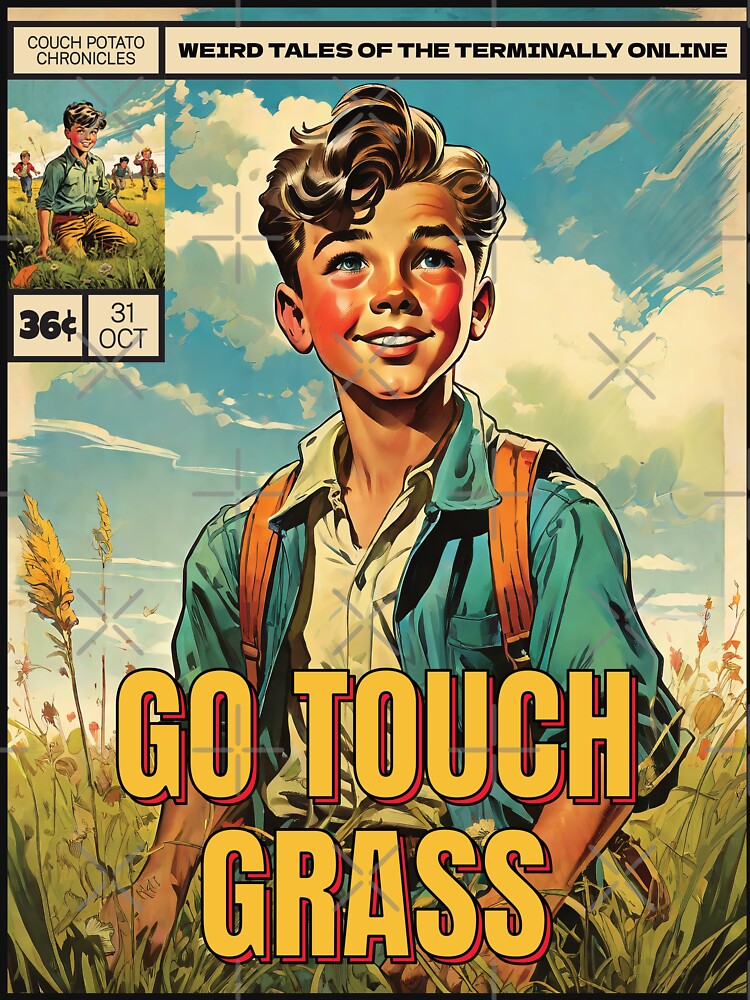 Go Touch Grass - Vintage Retro Comic Book Cover Art Style by thecatcouch
