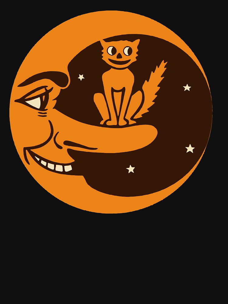 Vinatge Halloweene Moon and Cat Design by Scott Banks