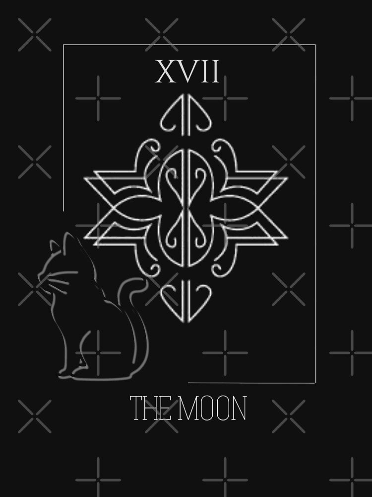 Tarot Card Crescent Moon And Cat Graphic T-Shirt by Nizznoy