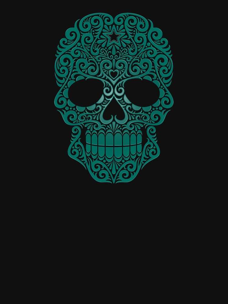 Teal Blue Swirling Sugar Skull by JeffBartels