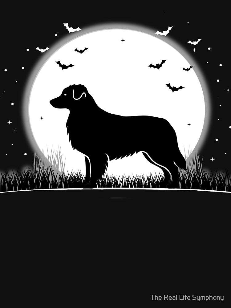 Australian Shepherd Dog – Halloween Moon Silhouette by The Real Life Symphony