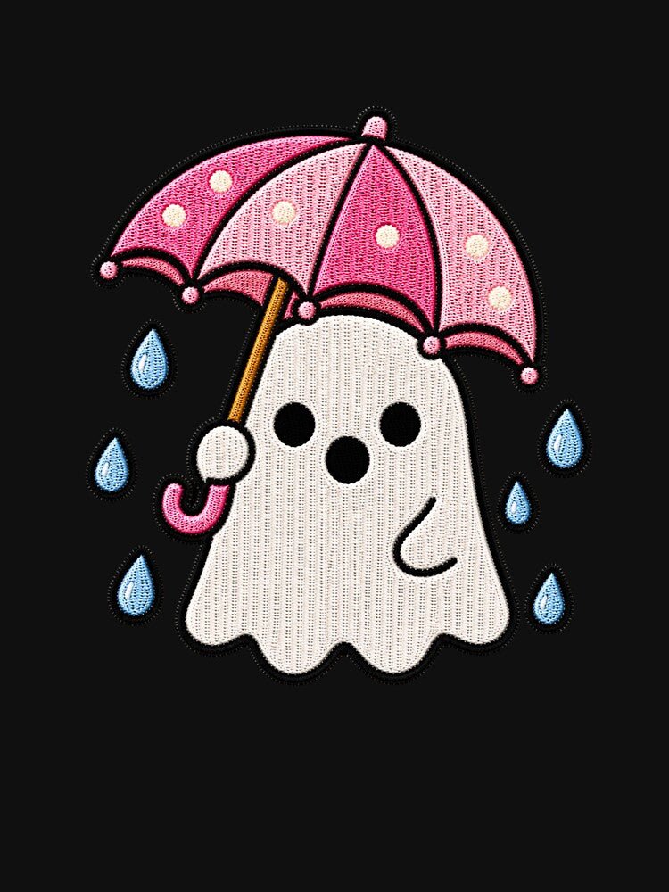Cute Ghost Umbrella Kawaii Embroidery Patch Design by ColorSplash123