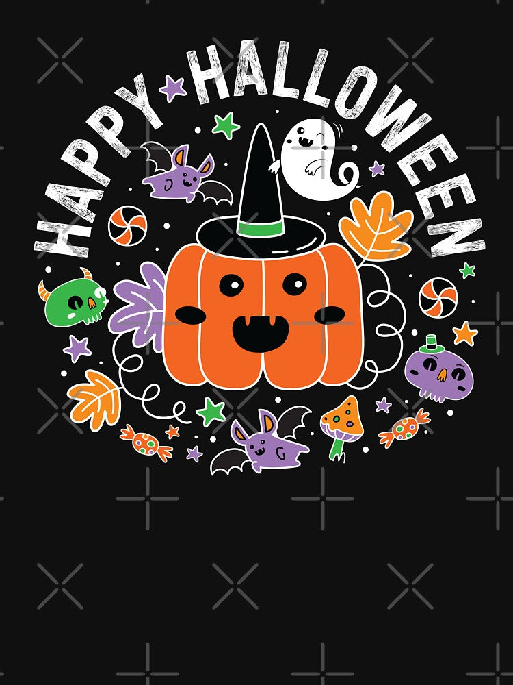 Cute Kawaii Halloween Pumpkin Spooky Cute Ghost Bats by AugustDesign