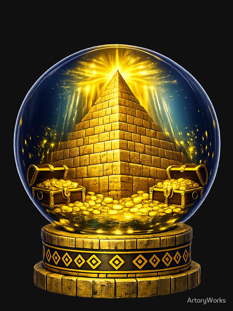 Pyramid in Crystal Ball — Egyptian Gold Mystical Ancient Art by ArtoryWorks