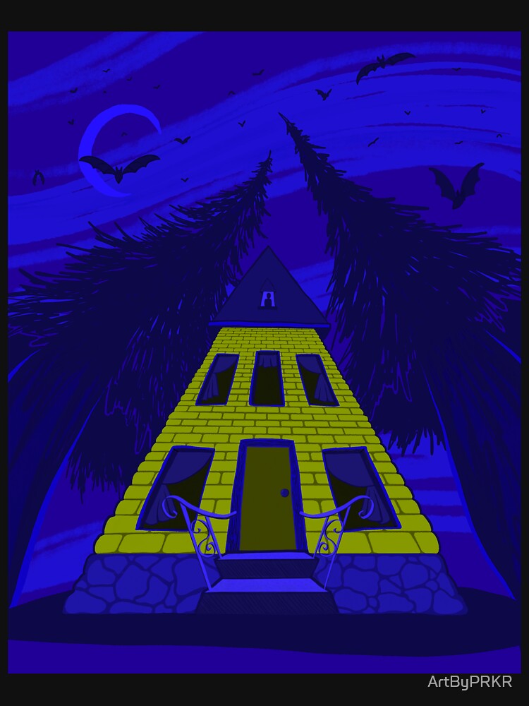 Yellow Haunted House Spooky Vibes Midnight Haunting by ArtByPRKR