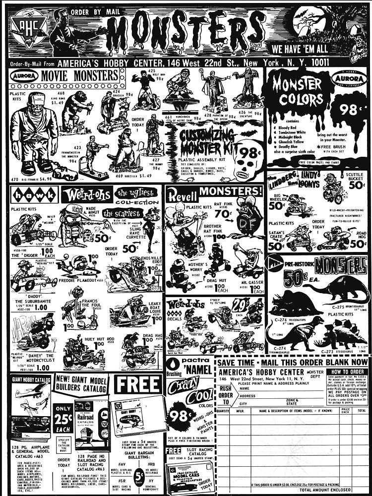 Intage Monsters Ad for dark Shirt by Scott Banks