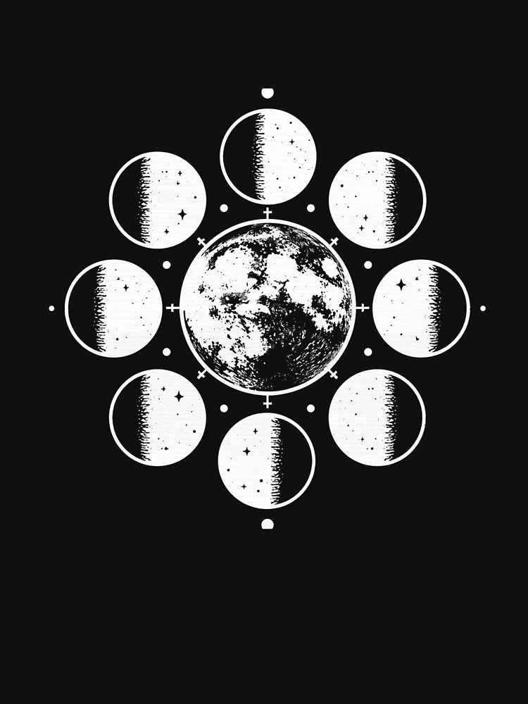 Moon Phases Minimal Design – Lunar Phases Celestial Aesthetic Black and White by VinciLab
