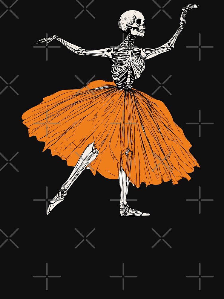 Dancing Skeleton Ballerina In Orange Tutu Ballet Dancer Halloween Costume Dance Girl by alenaz