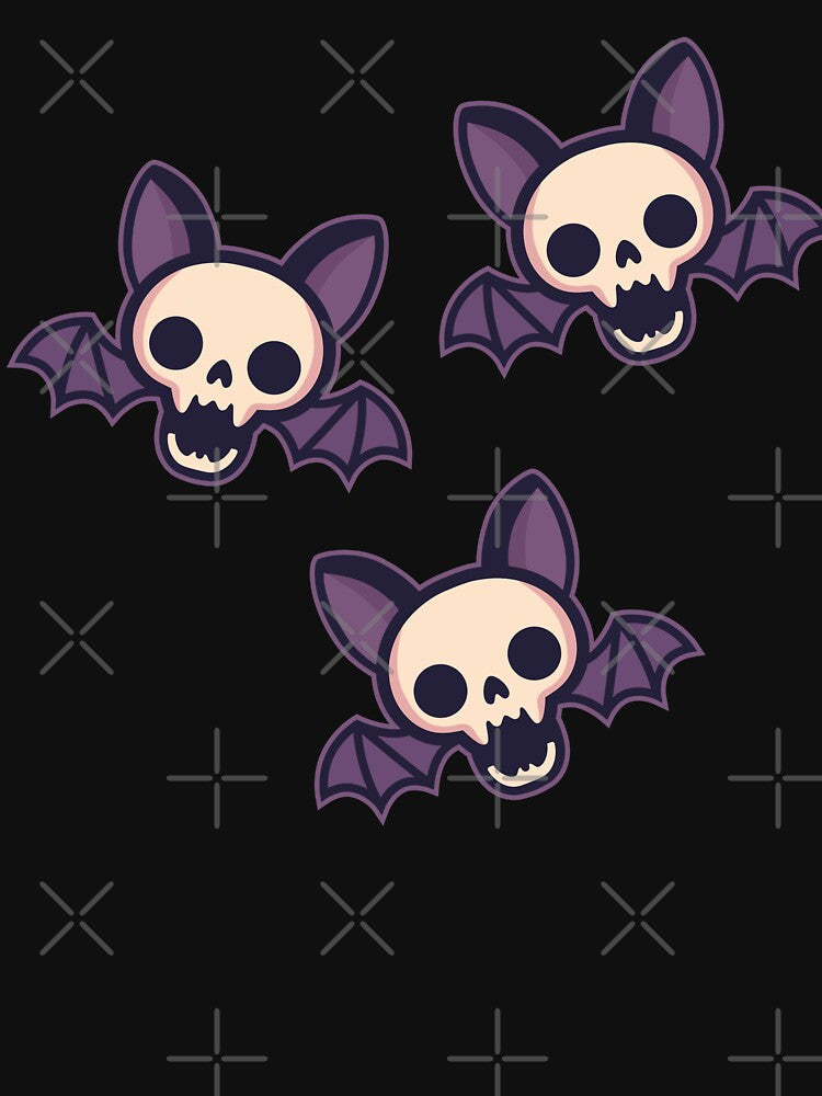 Cute Pastel Bats with Skull Faces – Spooky Kawaii Design by no-under-cult
