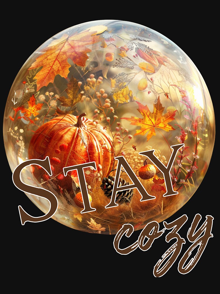 Stay Cozy Autumn Bubble Watercolor | Magical Fall Hygge Illustration by Ela-graphicwiz