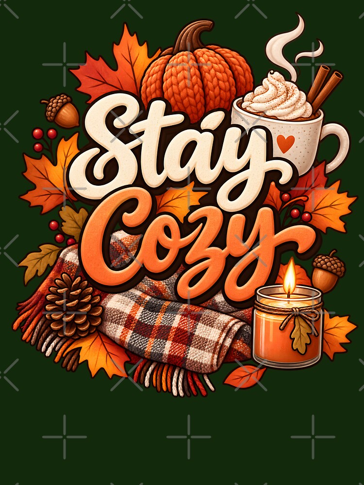 Stay Cozy – Autumn Pumpkin Spice & Fall Leaves by blankTeeShirt
